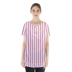 Mattress Ticking Wide Striped Pattern In Usa Flag Red And White Skirt Hem Sports Top by PodArtist