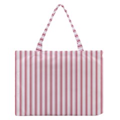 Mattress Ticking Wide Striped Pattern In Usa Flag Red And White Zipper Medium Tote Bag by PodArtist