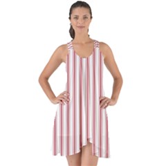 Mattress Ticking Wide Striped Pattern In Usa Flag Red And White Show Some Back Chiffon Dress by PodArtist