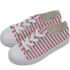 Mattress Ticking Wide Striped Pattern In Usa Flag Red And White Kids  Low Top Canvas Sneakers by PodArtist