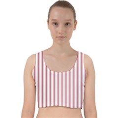 Mattress Ticking Wide Striped Pattern In Usa Flag Red And White Velvet Racer Back Crop Top