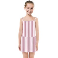 Mattress Ticking Wide Striped Pattern In Usa Flag Red And White Kids Summer Sun Dress by PodArtist