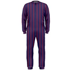 Mattress Ticking Wide Striped Pattern In Usa Flag Blue And Red Onepiece Jumpsuit (men)  by PodArtist