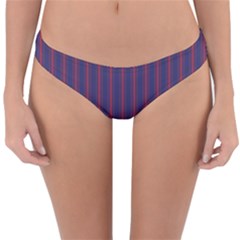 Mattress Ticking Wide Striped Pattern In Usa Flag Blue And Red Reversible Hipster Bikini Bottoms by PodArtist