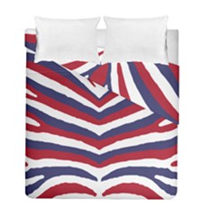 Us United States Red White And Blue American Zebra Strip Duvet Cover Double Side (full/ Double Size) by PodArtist