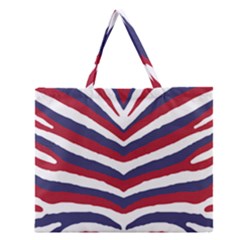 Us United States Red White And Blue American Zebra Strip Zipper Large Tote Bag by PodArtist