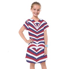 Us United States Red White And Blue American Zebra Strip Kids  Drop Waist Dress by PodArtist