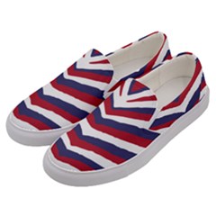 Us United States Red White And Blue American Zebra Strip Men s Canvas Slip Ons by PodArtist