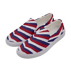 Us United States Red White And Blue American Zebra Strip Women s Canvas Slip Ons by PodArtist