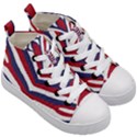 US United States Red White and Blue American Zebra Strip Kid s Mid-Top Canvas Sneakers View3