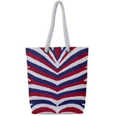 Us United States Red White And Blue American Zebra Strip Full Print Rope Handle Tote (small) by PodArtist