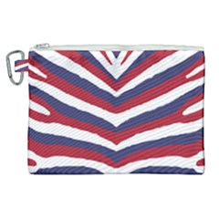 Us United States Red White And Blue American Zebra Strip Canvas Cosmetic Bag (xl) by PodArtist