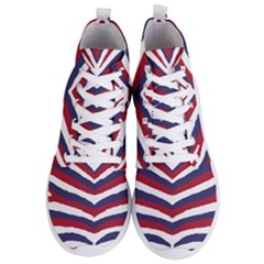 Us United States Red White And Blue American Zebra Strip Men s Lightweight High Top Sneakers by PodArtist