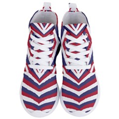 Us United States Red White And Blue American Zebra Strip Women s Lightweight High Top Sneakers by PodArtist