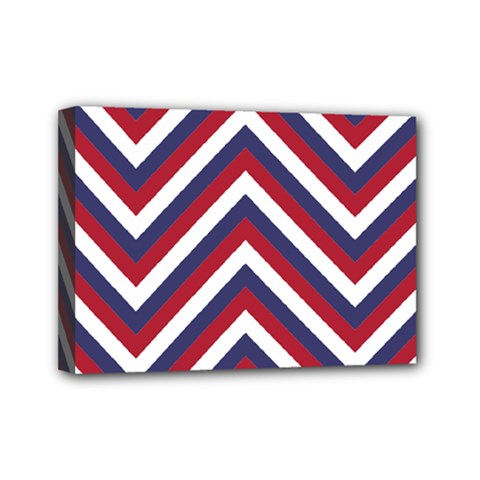 United States Red White And Blue American Jumbo Chevron Stripes Mini Canvas 7  X 5  by PodArtist