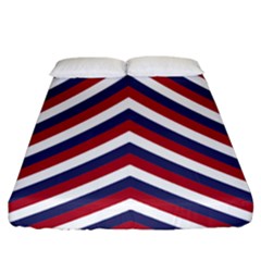 United States Red White And Blue American Jumbo Chevron Stripes Fitted Sheet (king Size) by PodArtist