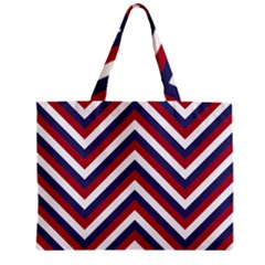 United States Red White And Blue American Jumbo Chevron Stripes Zipper Mini Tote Bag by PodArtist