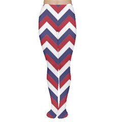 United States Red White And Blue American Jumbo Chevron Stripes Women s Tights by PodArtist