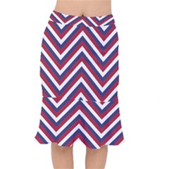 United States Red White And Blue American Jumbo Chevron Stripes Mermaid Skirt by PodArtist