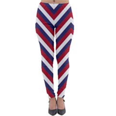 United States Red White And Blue American Jumbo Chevron Stripes Lightweight Velour Leggings