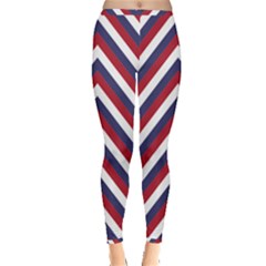 United States Red White And Blue American Jumbo Chevron Stripes Inside Out Leggings