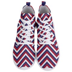 United States Red White And Blue American Jumbo Chevron Stripes Men s Lightweight High Top Sneakers by PodArtist