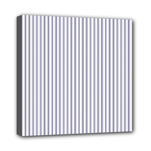 Mattress Ticking Narrow Striped Pattern In Usa Flag Blue And White Mini Canvas 8  X 8  by PodArtist