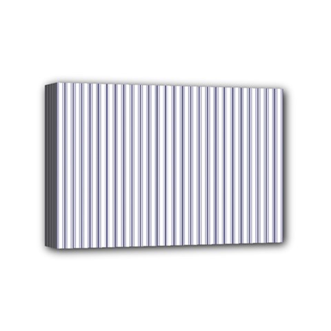 Mattress Ticking Narrow Striped Pattern In Usa Flag Blue And White Mini Canvas 6  X 4  by PodArtist