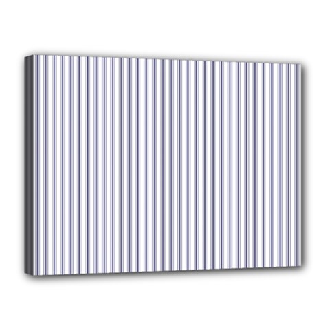 Mattress Ticking Narrow Striped Pattern In Usa Flag Blue And White Canvas 16  X 12  by PodArtist