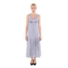 Mattress Ticking Narrow Striped Pattern In Usa Flag Blue And White Sleeveless Maxi Dress by PodArtist