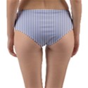 Mattress Ticking Narrow Striped Pattern in USA Flag Blue and White Reversible Mid-Waist Bikini Bottoms View2