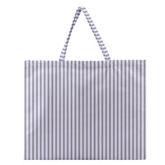 Mattress Ticking Narrow Striped Pattern In Usa Flag Blue And White Zipper Large Tote Bag by PodArtist