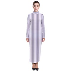 Mattress Ticking Narrow Striped Pattern In Usa Flag Blue And White Turtleneck Maxi Dress