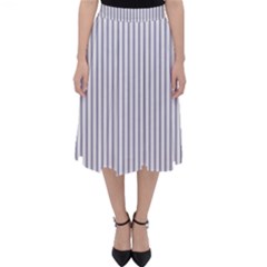 Mattress Ticking Narrow Striped Pattern In Usa Flag Blue And White Folding Skater Skirt by PodArtist