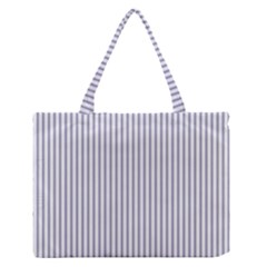 Mattress Ticking Narrow Striped Pattern In Usa Flag Blue And White Zipper Medium Tote Bag by PodArtist