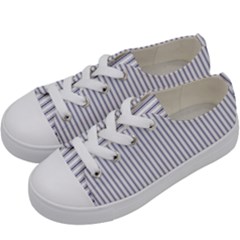 Mattress Ticking Narrow Striped Pattern In Usa Flag Blue And White Kids  Low Top Canvas Sneakers by PodArtist