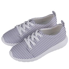 Mattress Ticking Narrow Striped Pattern In Usa Flag Blue And White Women s Lightweight Sports Shoes by PodArtist