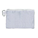 Mattress Ticking Narrow Striped Pattern in USA Flag Blue and White Canvas Cosmetic Bag (Large) View1