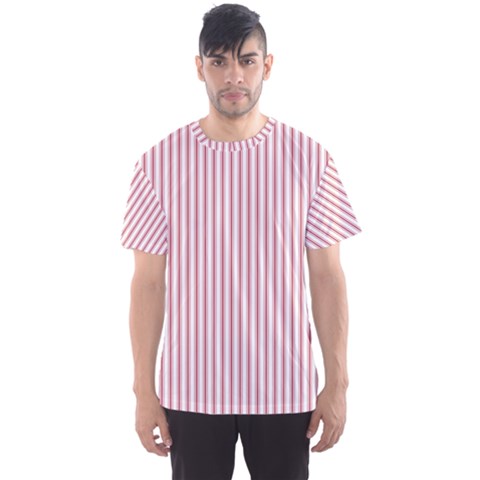 Mattress Ticking Narrow Striped Usa Flag Red And White Men s Sports Mesh Tee by PodArtist