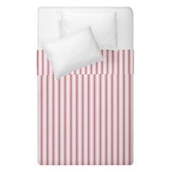 Mattress Ticking Narrow Striped Usa Flag Red And White Duvet Cover Double Side (single Size) by PodArtist