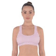 Mattress Ticking Narrow Striped Usa Flag Red And White Cross Back Sports Bra by PodArtist