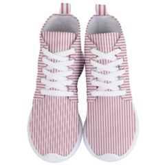 Mattress Ticking Narrow Striped Usa Flag Red And White Women s Lightweight High Top Sneakers by PodArtist