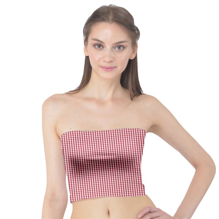 USA Flag Red Blood Mini Gingham Check Tube Top