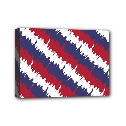 Ny Usa Candy Cane Skyline In Red White & Blue Mini Canvas 7  X 5  by PodArtist