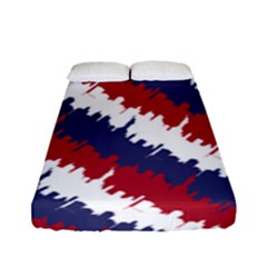 Ny Usa Candy Cane Skyline In Red White & Blue Fitted Sheet (full/ Double Size) by PodArtist