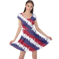 Ny Usa Candy Cane Skyline In Red White & Blue Cap Sleeve Dress by PodArtist