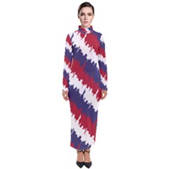 Ny Usa Candy Cane Skyline In Red White & Blue Turtleneck Maxi Dress by PodArtist