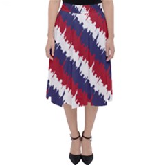 Ny Usa Candy Cane Skyline In Red White & Blue Folding Skater Skirt by PodArtist