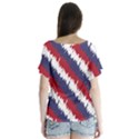 NY USA Candy Cane Skyline in Red White & Blue V-Neck Flutter Sleeve Top View2