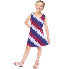 Ny Usa Candy Cane Skyline In Red White & Blue Kids  Tunic Dress by PodArtist